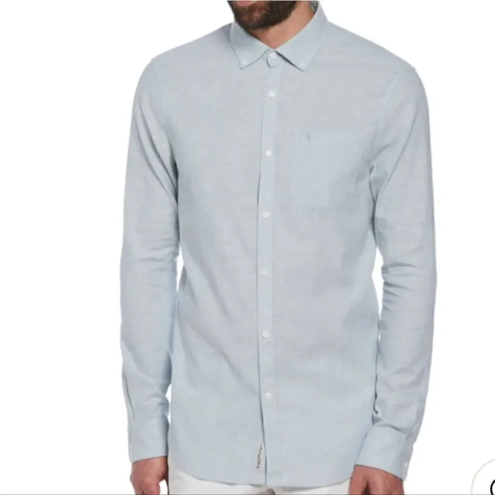 2576 NWT PENGUIN LINEN BLEND SHIRT SIZE SMALL Color Tourmaline